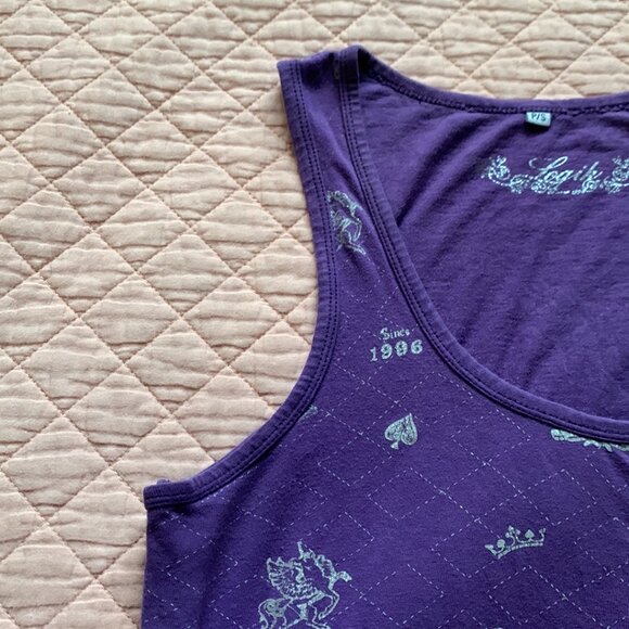 LOGIK - Purple Tank Top with silver crown diamond print - small - Picture 8 of 10